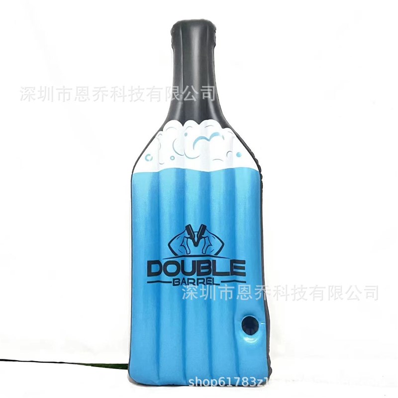 现货PVC充气瓶子浮排天蓝色瓶水上躺椅广告浮排水上躺床