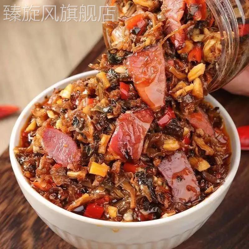 湖南特产香辣下饭外婆菜腊肉280g/罐拌饭神器开胃美食超推荐瓶装