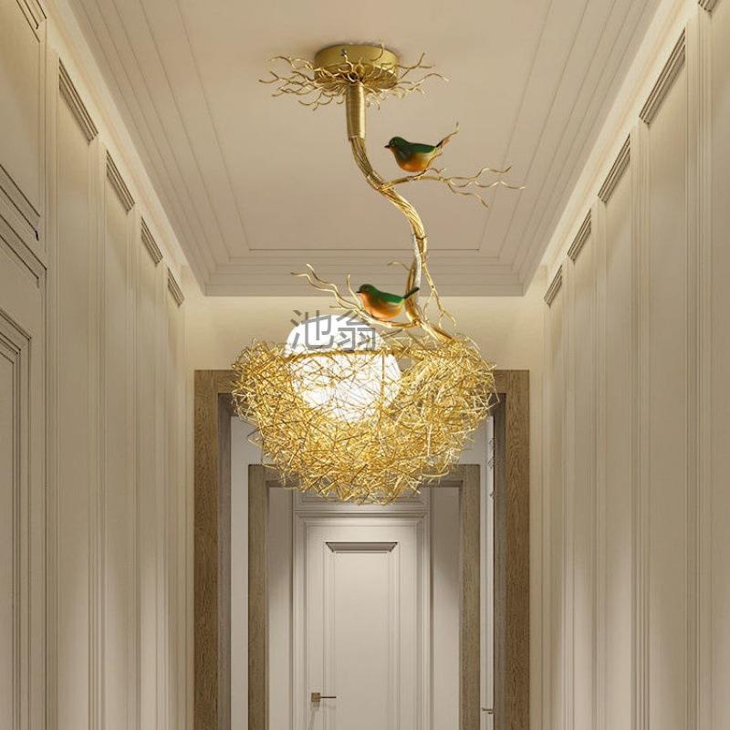 e8o鸟巢灯创意吊灯餐厅灯简约个性阳台入户玄关吧台走廊过道灯艺