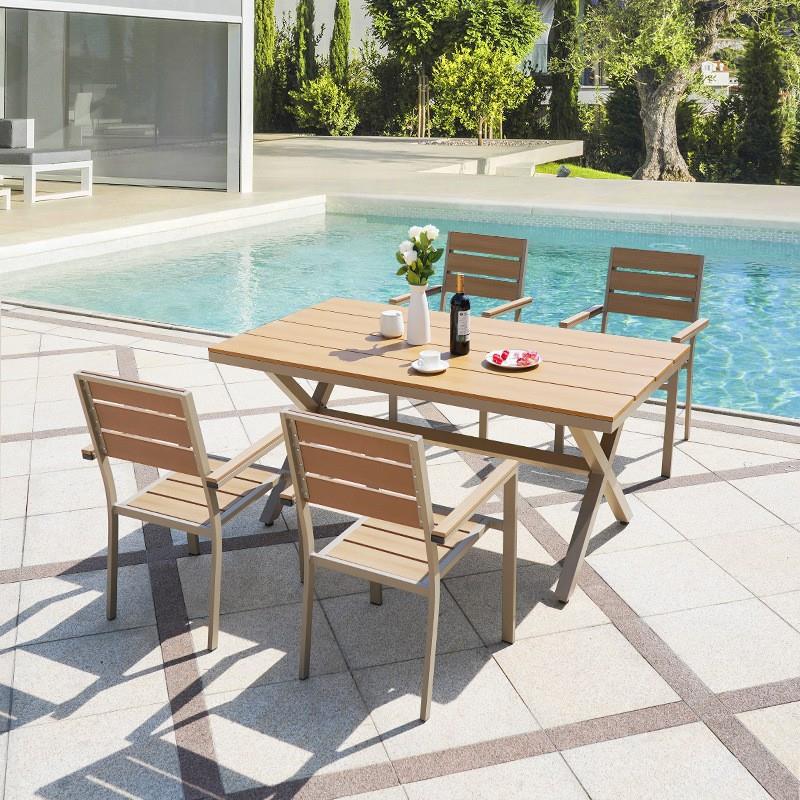 户外桌椅庭院别墅露台休闲桌椅室外防腐木露天 花园防水 组合桌椅