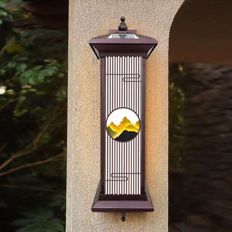 户外新中式防水太阳能墙壁灯室外大门别墅台灯阳台氛围装饰景观灯