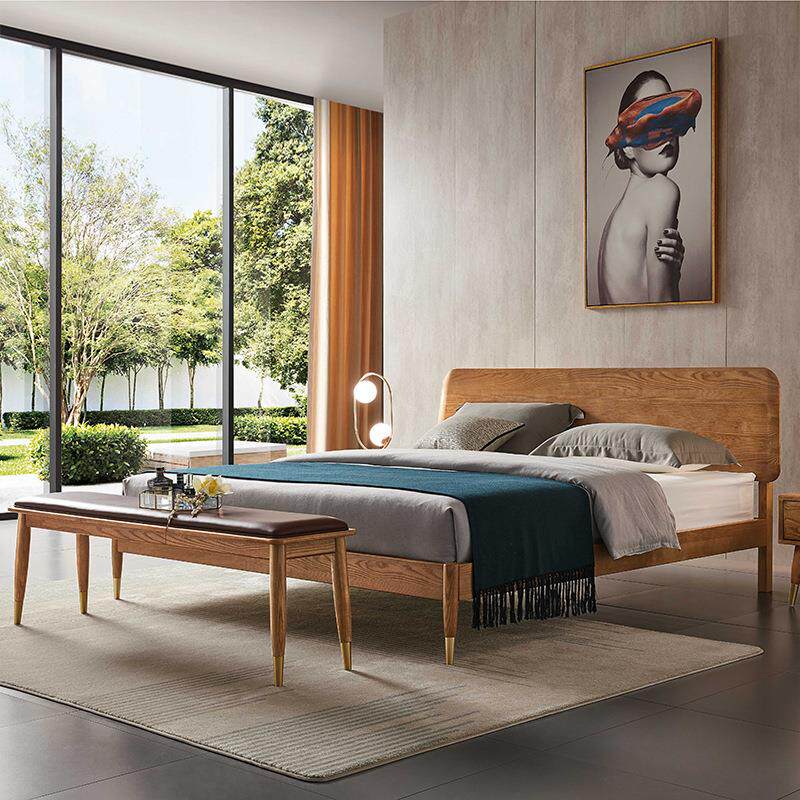 佛山东莞白蜡木全实木床1米8北欧家具1米5双人床实木床现代简约