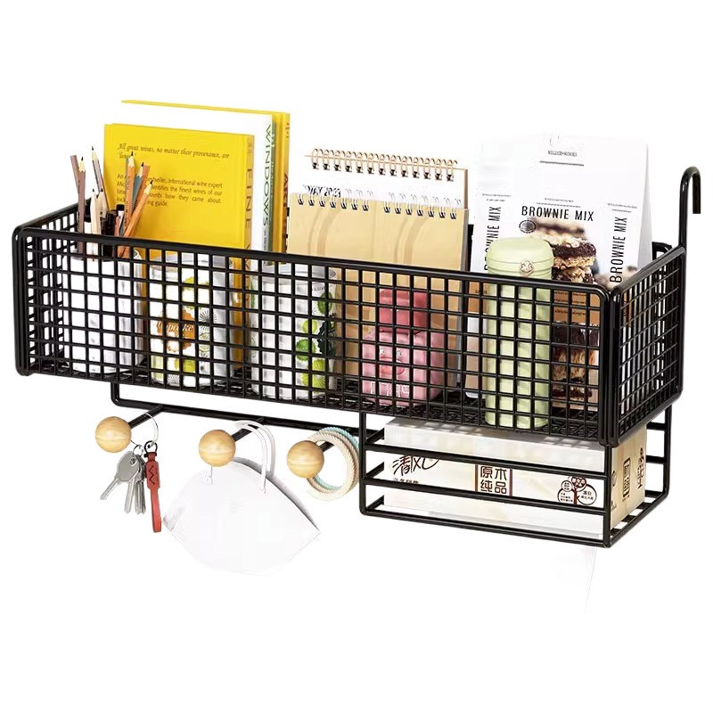 办公室收纳置物架工位整理桌面挂篮壁挂式纸巾盒铁艺挂架女生