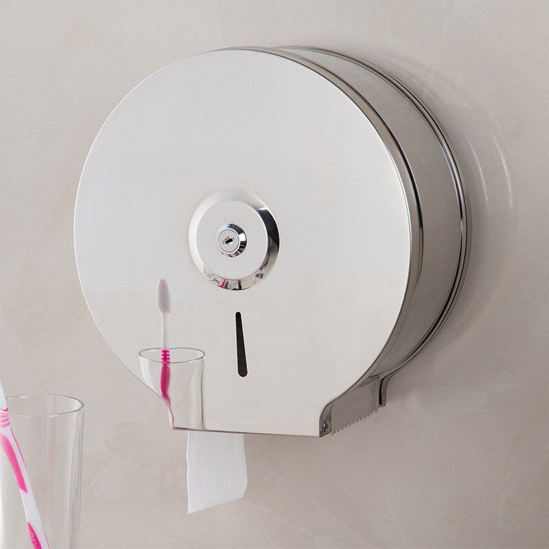 卫生间纸巾盒大卷纸盒免打孔壁挂式不锈钢纸巾架大盘纸盒厕纸盒