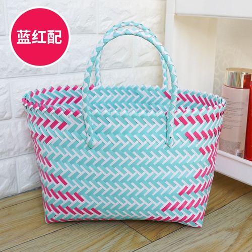 手工编织手提野餐篮蔬菜塑料洗澡用品买菜篮子水果购物篮浴筐收纳