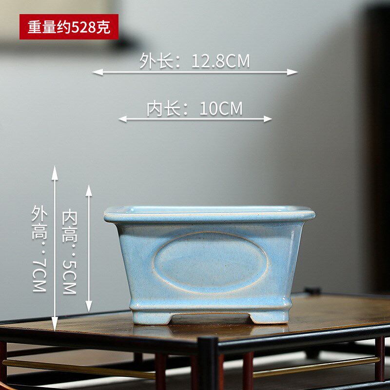 宜兴紫砂花盆纯手工简约复古四方釉盆多肉绿萝兰花室内YS04