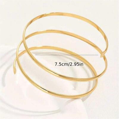 海外仓 Bridal Fashion Bracelets A 三层金属臂环配独特几何图案