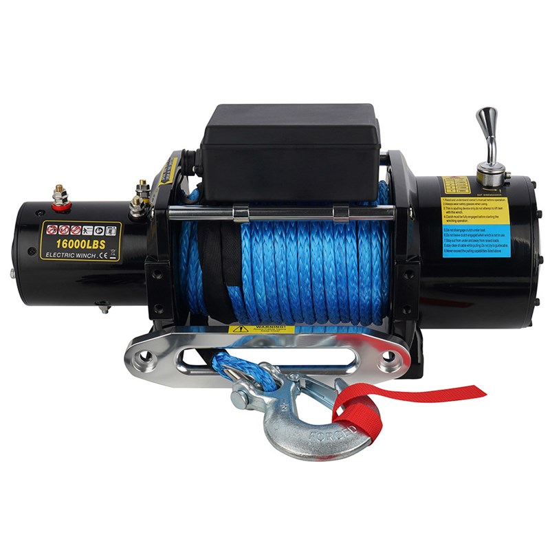厂家直销12v/24v 16000磅卡车迪尼玛绳电动绞盘