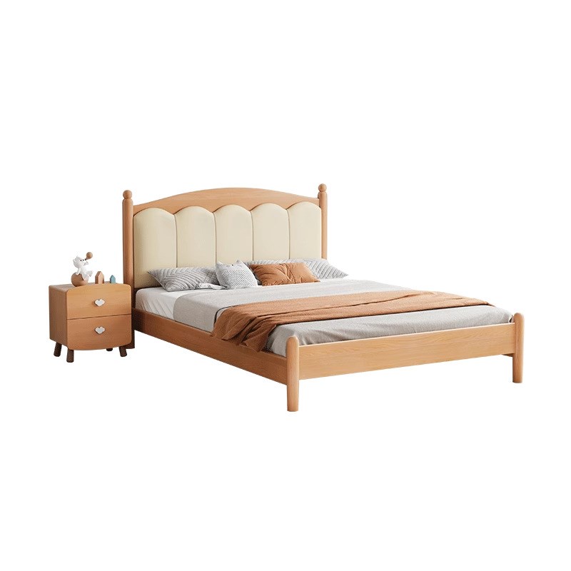 实木儿童床女孩男孩儿童房榉木床家具1米5小孩床单人床一米二小床