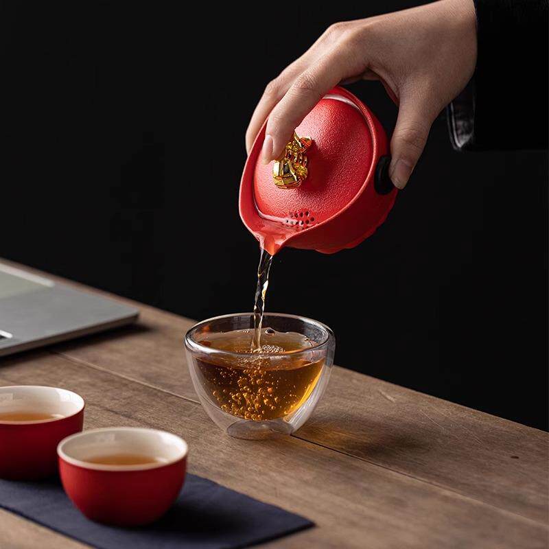 一帆风顺一壶二杯陶瓷快客杯随身便携式出行户外旅行茶具文创礼品