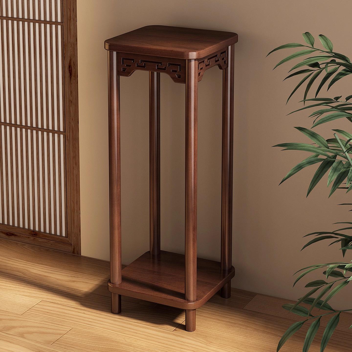 中式博古架花架子客厅落地式实木奇石盆景架阳台花盆架茶室置物架