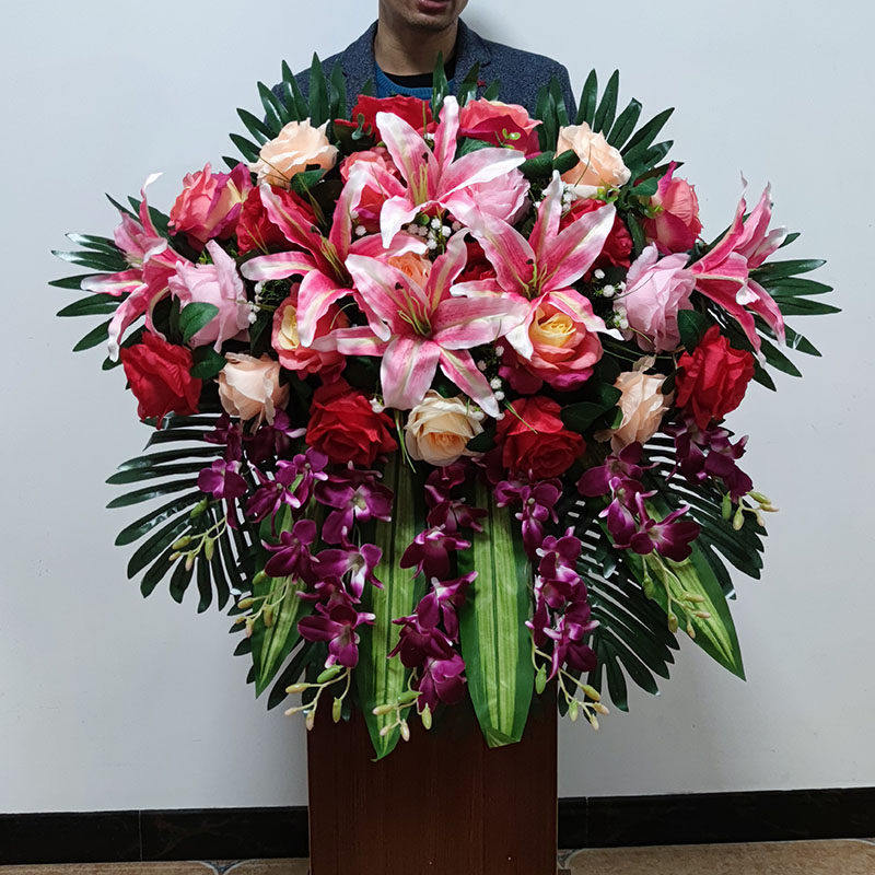 仿真花演讲台花主席台挂式下垂装饰假花会议桌摆花前台商务装饰绢