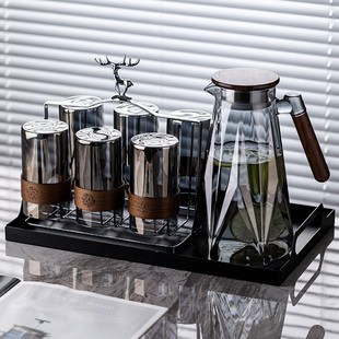 耐高温复古轻奢待S客喝水泡茶杯水 玻璃水杯家用客厅水具水杯套装