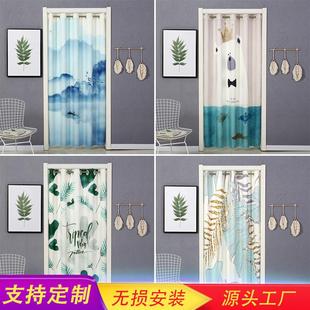 家用 免打孔印花门帘遮光隔断帘挡风空调卧室厨房试衣间过道帘日式