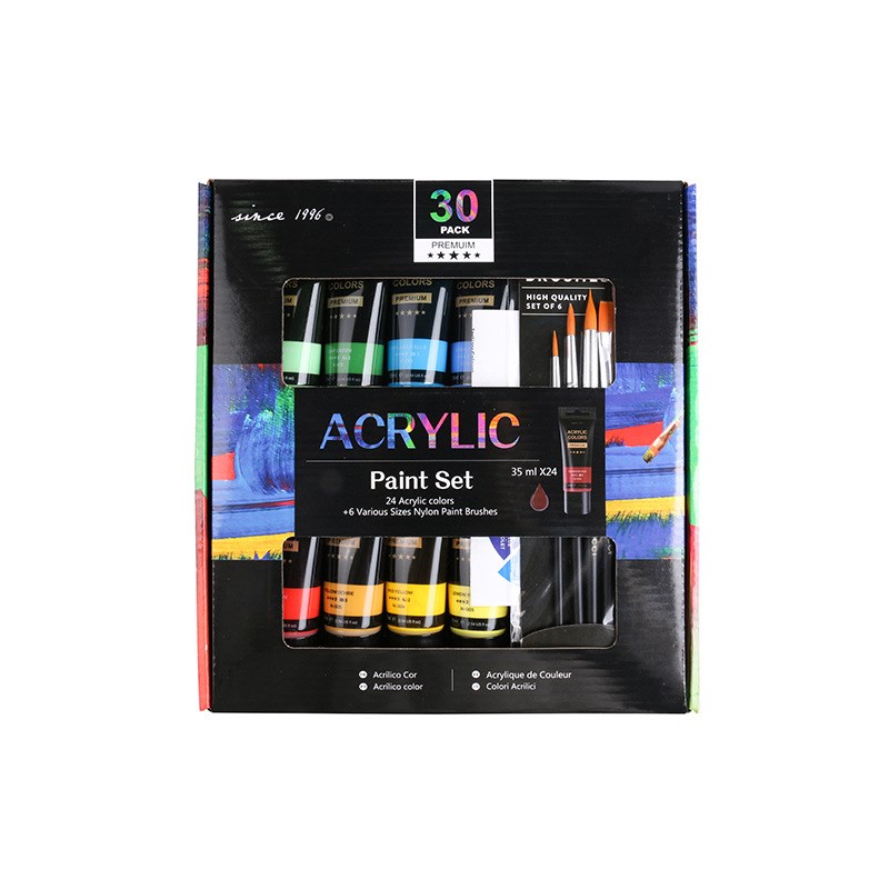 乔尔乔内 35ml丙烯颜料套装48色塑料软管送6支画笔色卡墙绘画