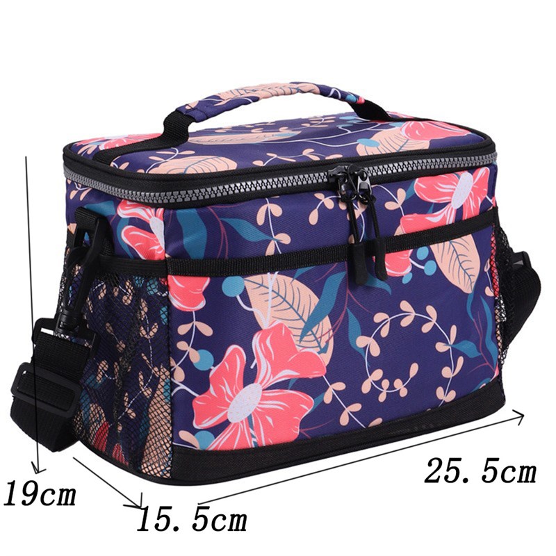 跨境新款数码印花便携便当保温午餐包女生上班带饭冰包手提饭盒袋