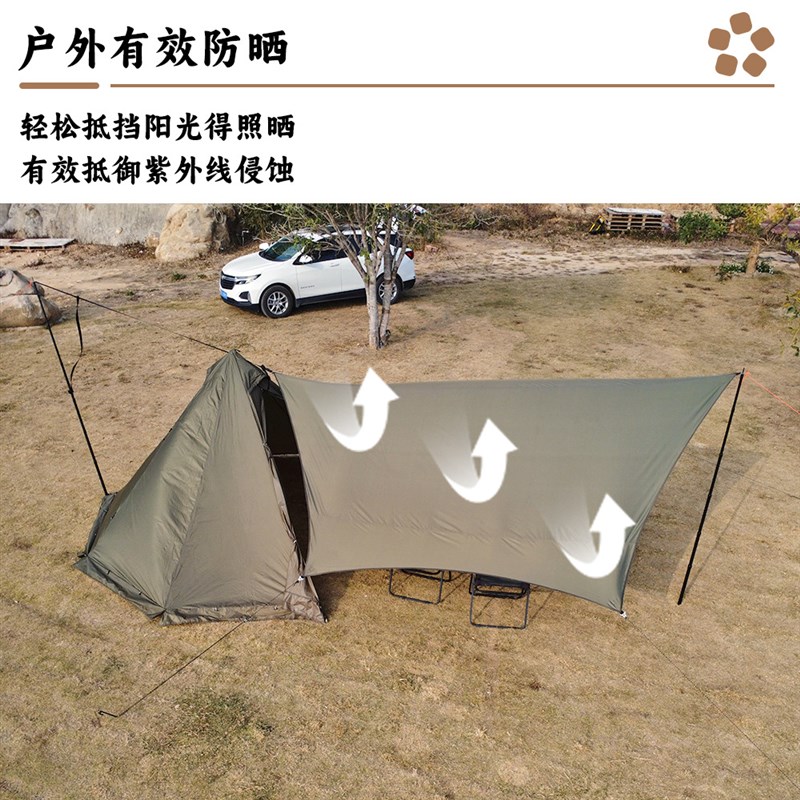 厂家直销营地六角涤棉团建遮阳棚露营野餐便携蝶形TC棉幕布天幕