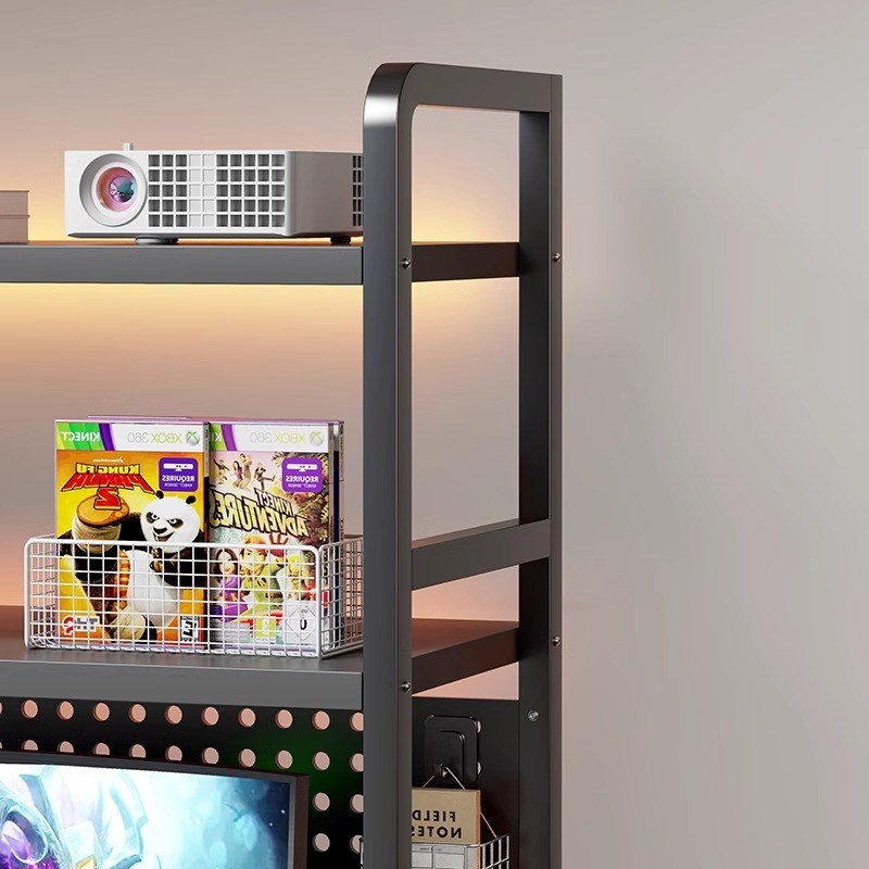 洞洞板桌面置物架桌上书架多层书桌电脑桌收纳架分层铁艺书桌收纳