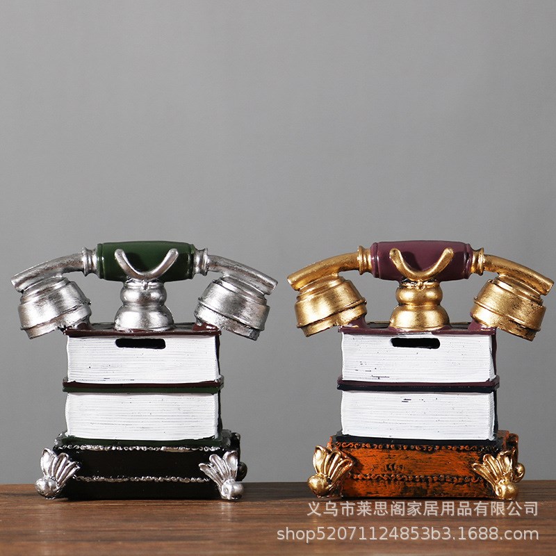 欧式复古老式电话机摆件 创意电话摆件模型电影拍摄酒吧桌面装饰