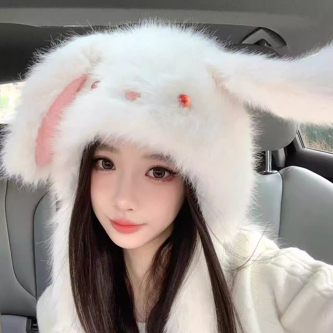 可爱兔子耳朵会动毛绒帽子女冬季卡通护耳帽加厚保暖毛茸茸雷锋帽,服饰配件/皮带/帽子/围巾,帽子,淘宝优惠券,粉丝福利购,淘宝优惠卷