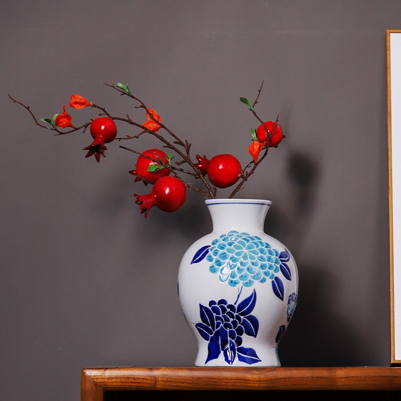 青花瓷花瓶新中式红色黄色彩色陶瓷花瓶水培插花瓷瓶家居装饰摆件