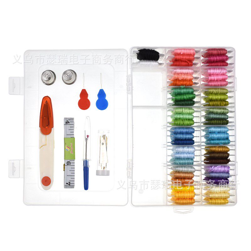 厂家直供彩色涤棉线 dmc绣线6股8米绣花线 50色/96色盒装十字绣线