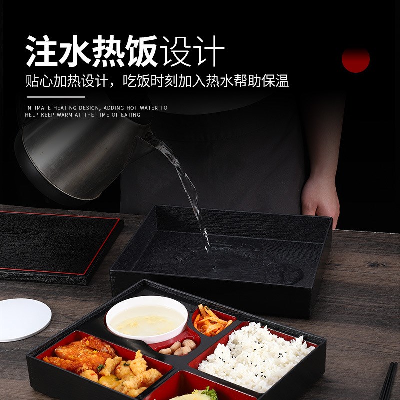 日式寿司餐盒料理便当盒木纹塑料商用套餐多格寿司盒分格鳗鱼盒