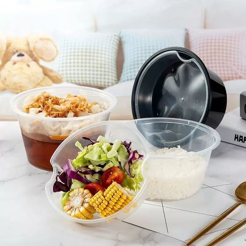 1250打包盒1250ml1500ml圆形一次性餐盒双层面碗美式两层汤面分离