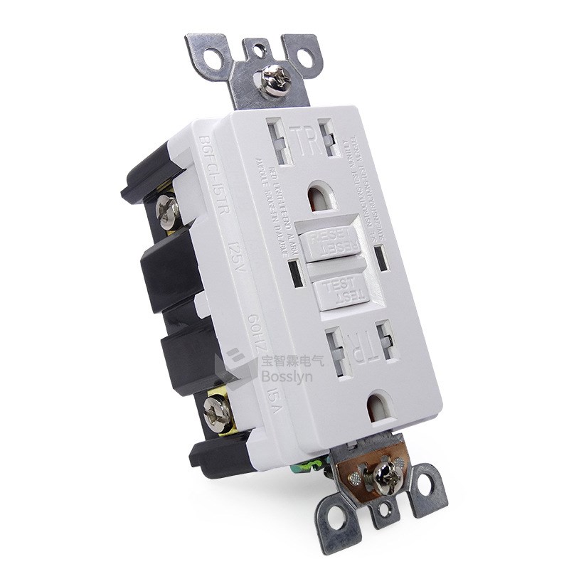 GFCI漏电保护插座带面板接线插座 GFCI接地故障安全保护插座 15A