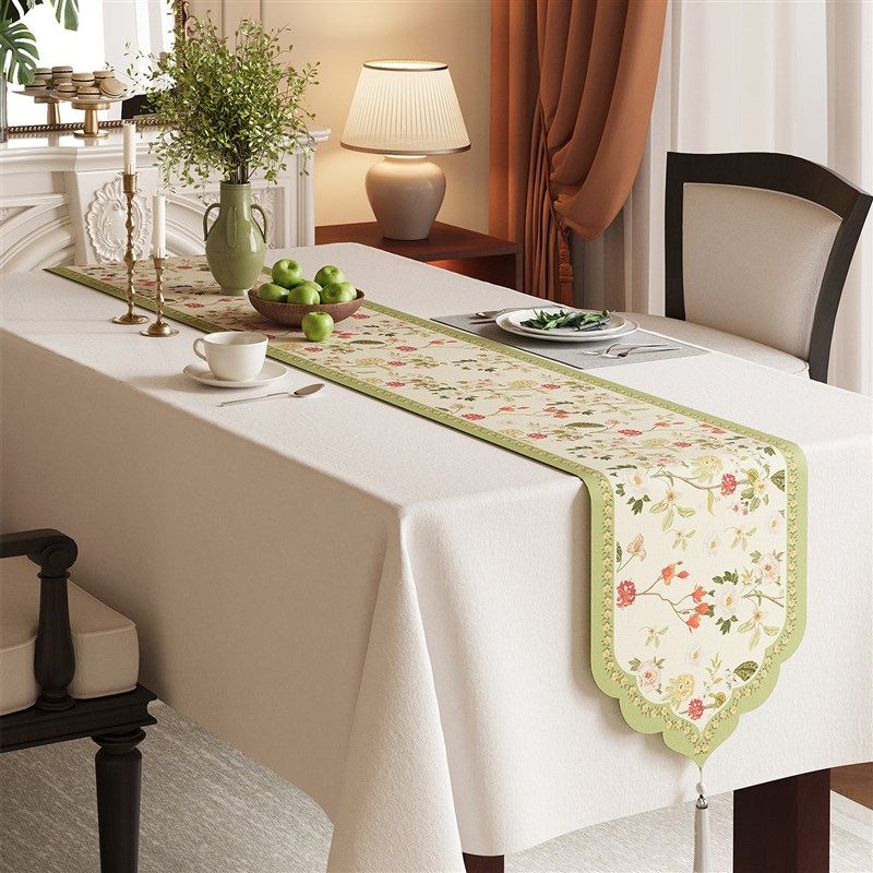 美式茶席长条桌旗高级感餐桌茶几轻奢防水防油餐边柜斗柜异形盖布