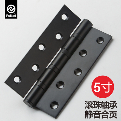 Pollard博拉德 5寸开槽轴承黑色不锈钢静音房门合页折叠平开铰链