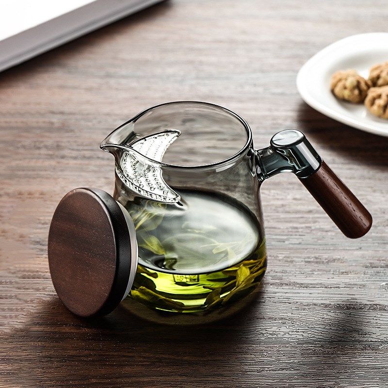 玻璃杯家用耐高温大容量水杯男茶滤一体月牙过滤茶水分离泡茶杯芸