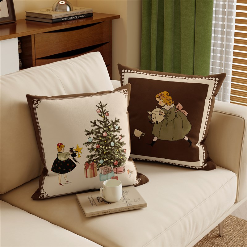 法式复古中古风抱枕沙发客厅棕色靠枕轻奢高级感靠垫抱枕套不含芯