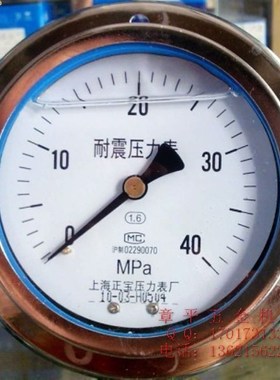 YN100ZT 40Mpar 耐震轴向带边压力表 面板压力表 油气液水表压力