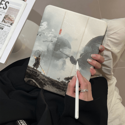 360度旋转适用苹果平板ipad保护壳套ipad12十11九代三折款pro11带笔槽Air876亚克力10.9英寸全包防摔悟空大战