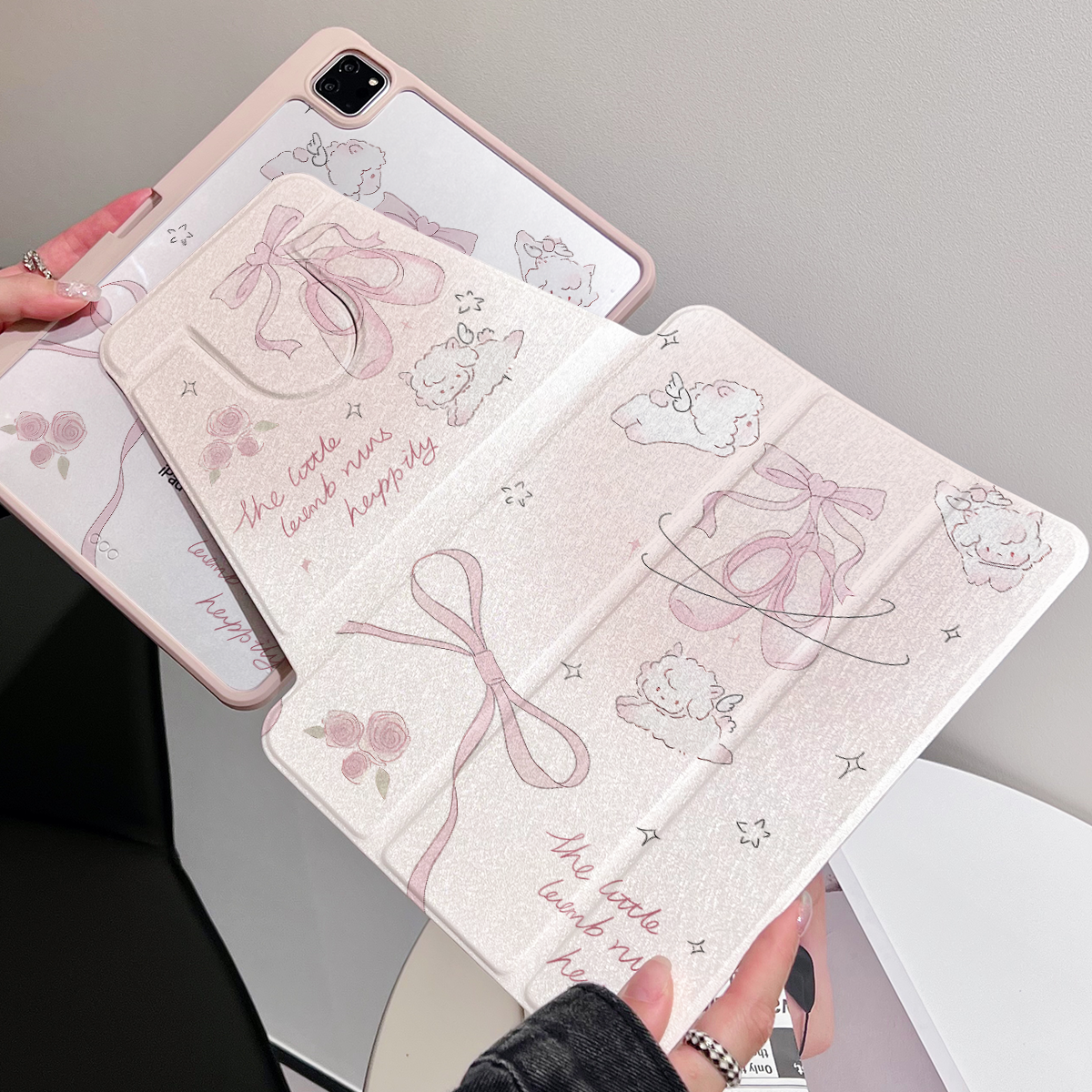 适用苹果ipad pro11保护套air平板带笔槽磁吸三折蚕丝纹全包翻盖式mini防弯防摔亚克力360度旋转iPad保护壳