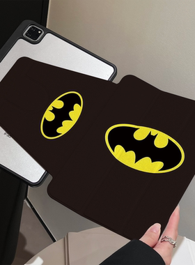 蝙蝠侠标360度旋转三折亚克力iPad保护壳适用苹果ipad pro11保护套带笔槽mini7磁吸翻盖全包防摔air567平板套