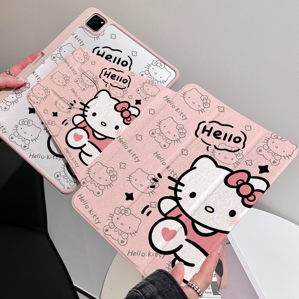 适用苹果ipad pro11保护套air平板带笔槽磁吸三折蚕丝纹全包翻盖式mini防弯防摔亚克力360度旋转iPad保护壳