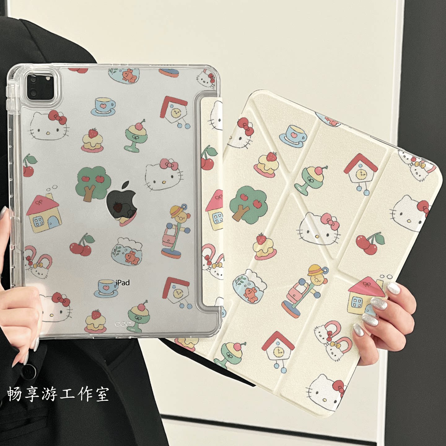 苹果iPad亚克力猫咪Y折保护壳