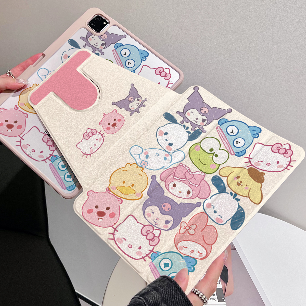 适用苹果ipad pro11保护套air平板带笔槽磁吸三折蚕丝纹全包翻盖式mini防弯防摔亚克力360度旋转iPad保护壳