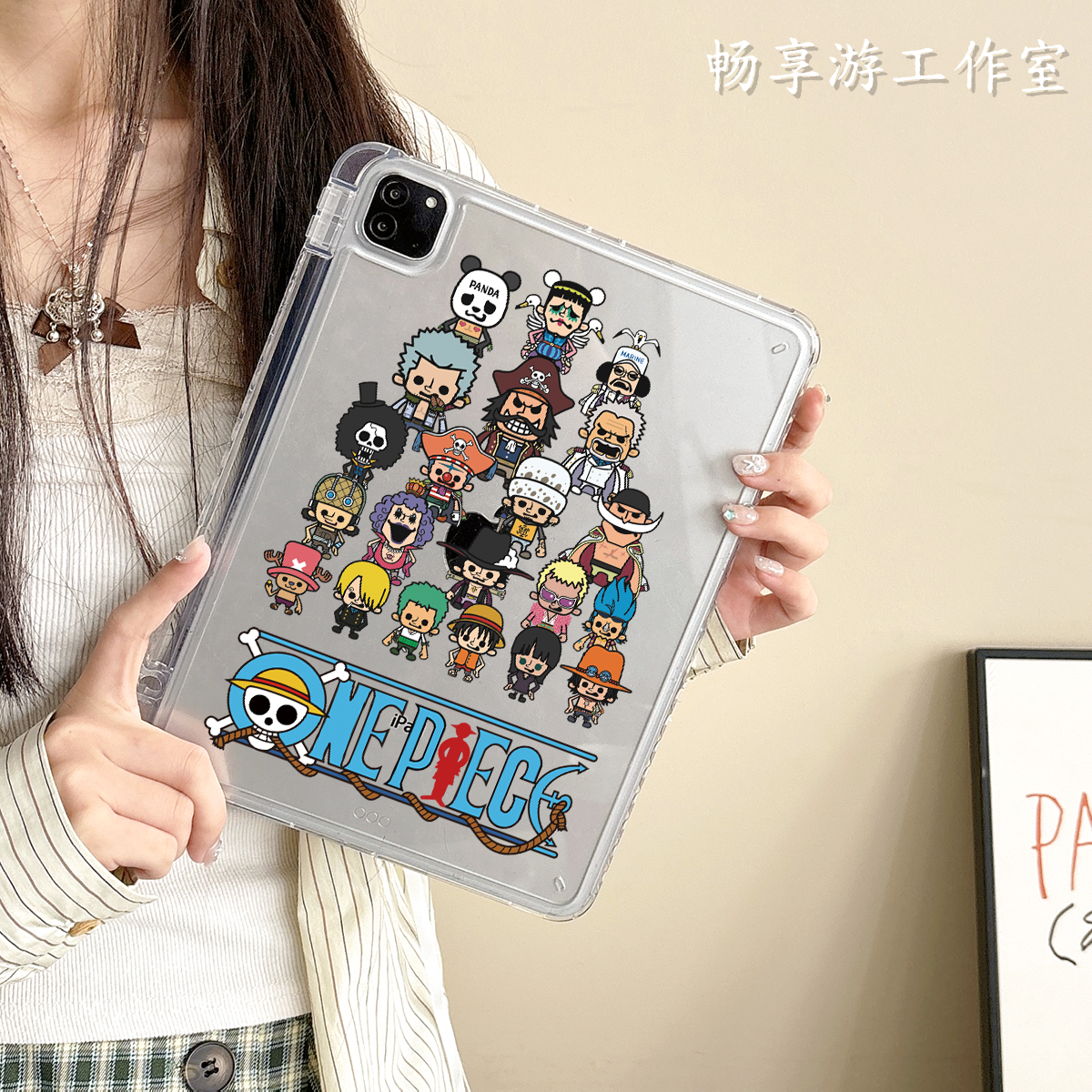 适用苹果平板ipad保护壳Air876Pro无盖亚克力10.9英寸第12十11九8代带笔槽防弯防摔ipad平板保护套海贼王卡通