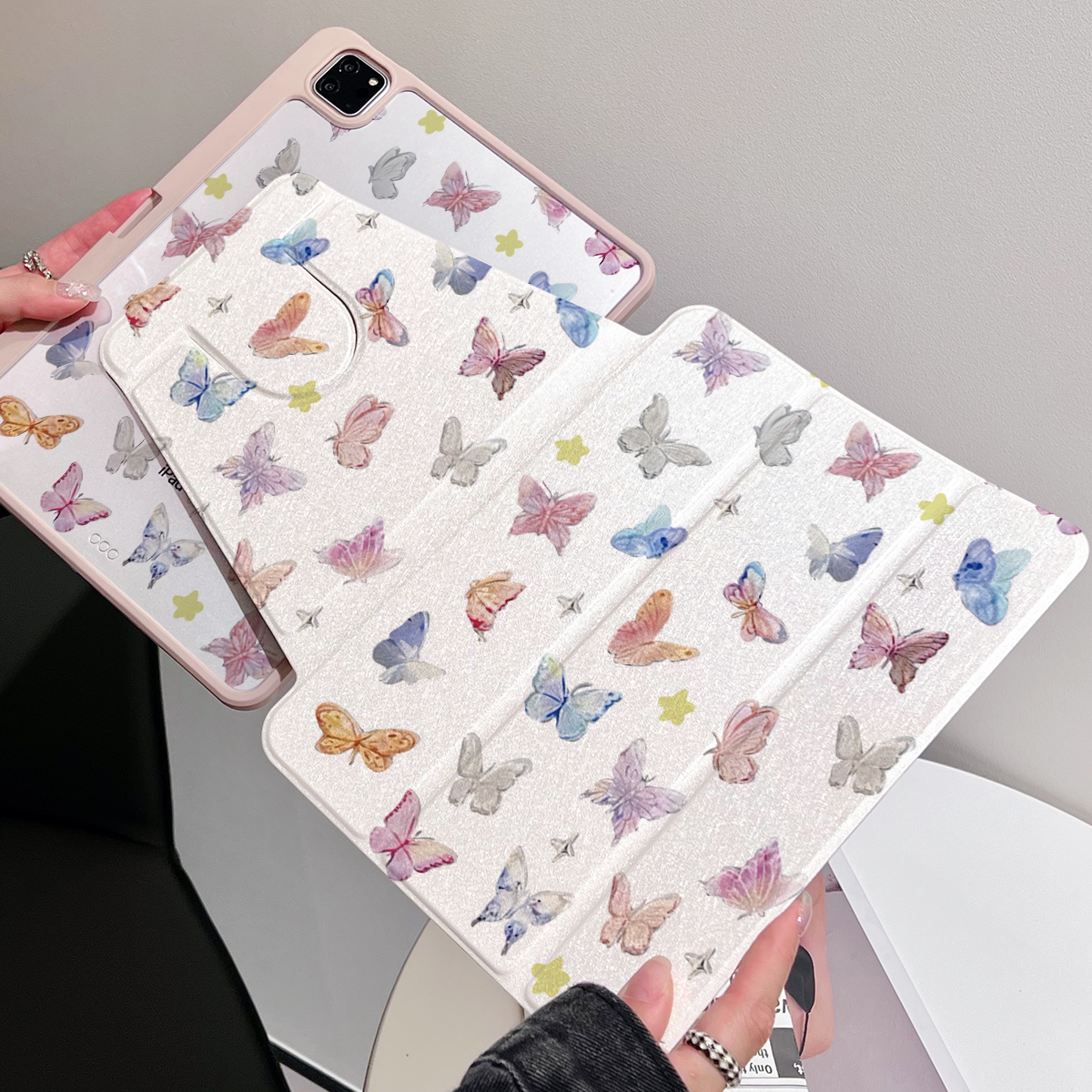 适用苹果ipad pro11保护套air平板带笔槽磁吸三折蚕丝纹全包翻盖式mini防弯防摔亚克力360度旋转iPad保护壳