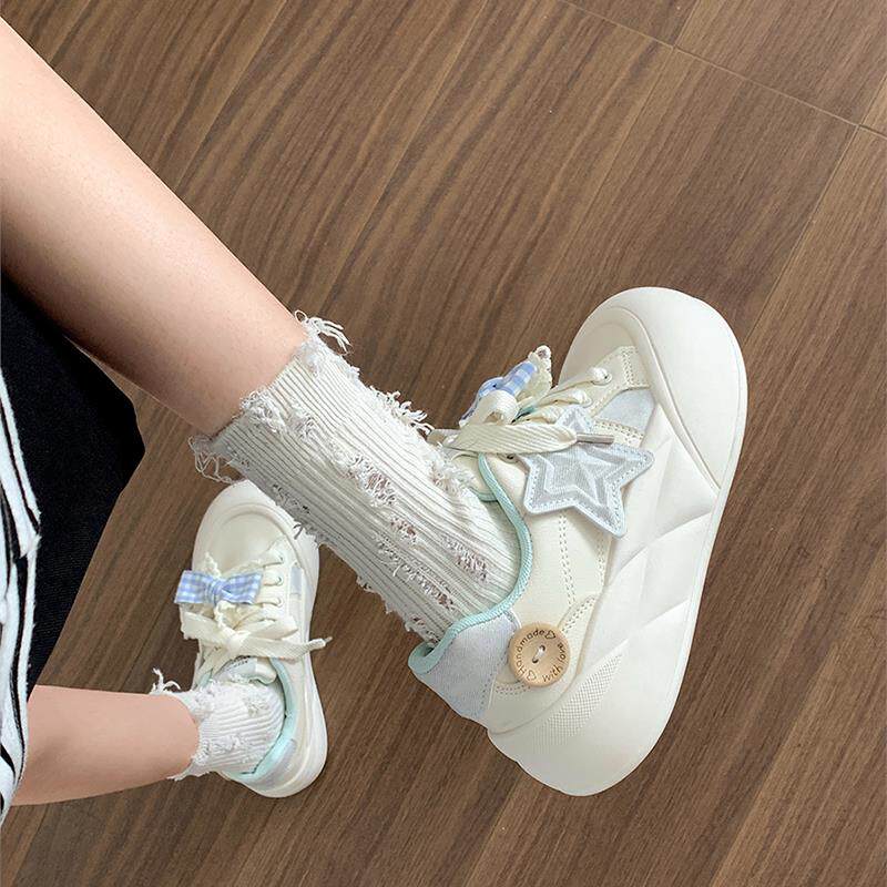 女童2025春秋新款小白鞋爆款儿童百搭圆头增高厚底休闲 运动板鞋