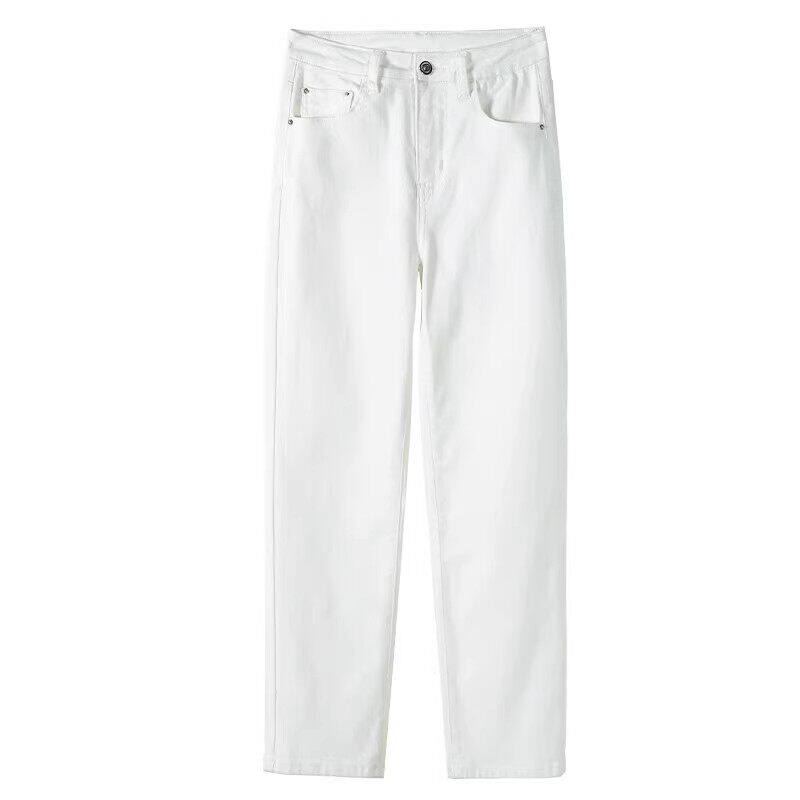 白色牛仔裤女春秋2026新款八分九分小个子夏季烟管裤窄版直筒裤子