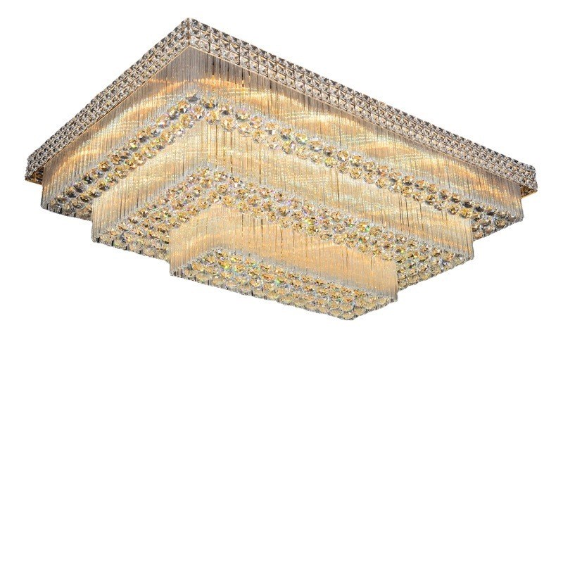 客厅灯长方形水晶灯吸顶灯卧室餐厅水晶酒店大堂灯别墅灯饰灯具