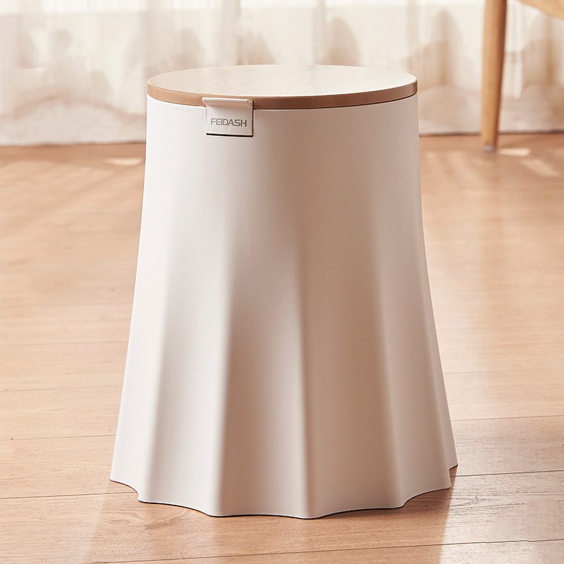 家用树艺仿木纹垃圾桶客厅卧室厨房颜值垃圾篓创意简约塑料收珏沁