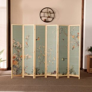 原木竹制折屏酒店办公室双面玄关门屏风 实木屏风隔断客厅现代中式