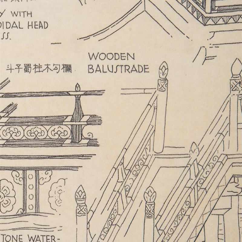 唐代佛塔建筑设计装饰画设计师软装定制中式复古风客厅卧室挂画图片