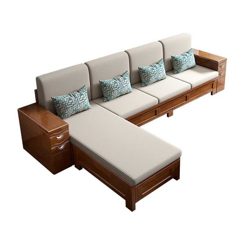 实木沙发组合冬夏两用小户型沙发新中式现代客厅高箱储物木质家具