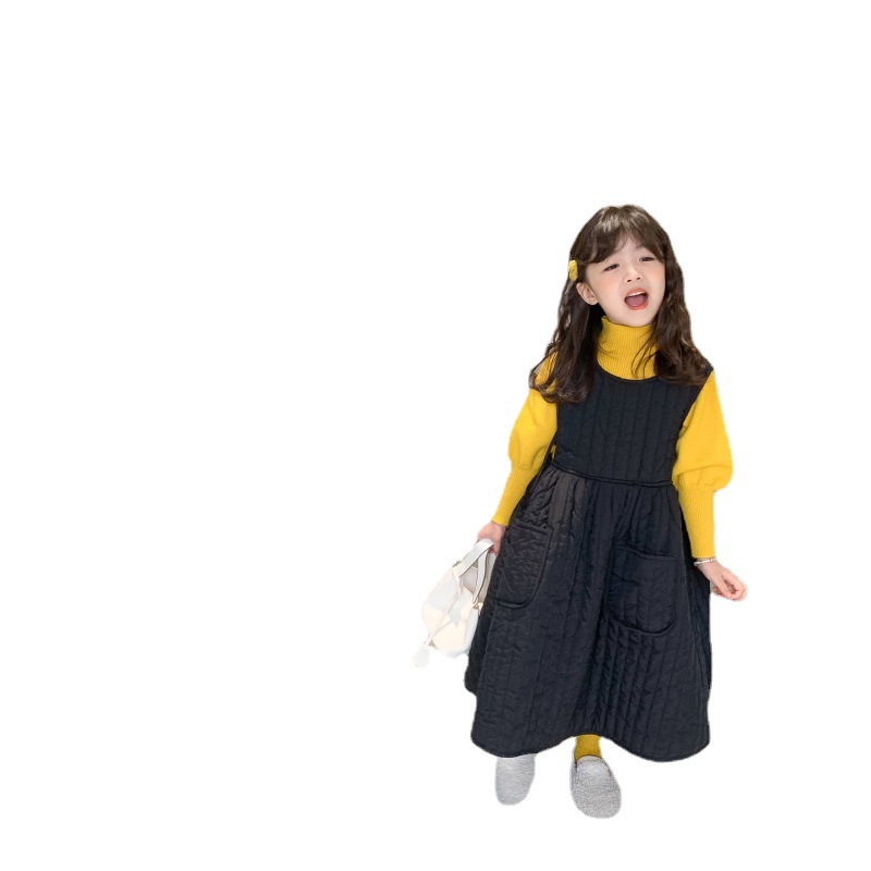 女童连衣裙冬儿童裙子洋气新款童装背心裙加厚设计师公主裙无袖潮